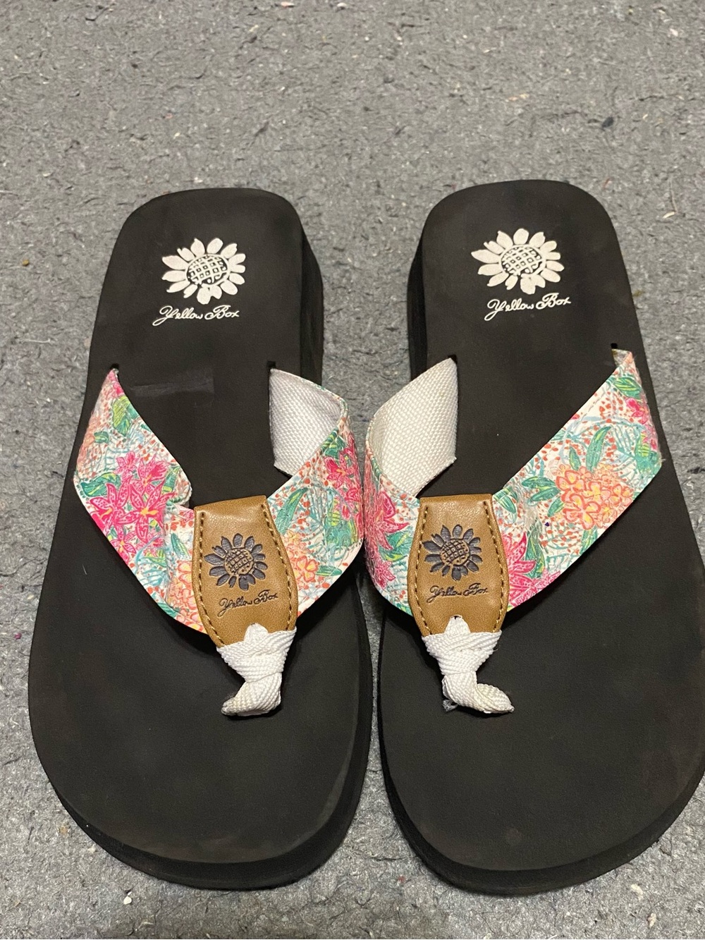 Yellow Box Floral Flip flops & leopard sandals